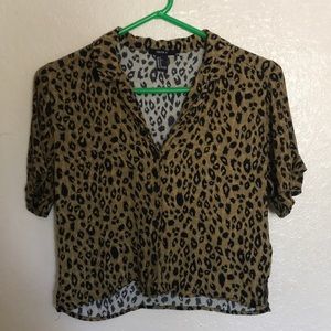 Forever 21 cheetah print button up top